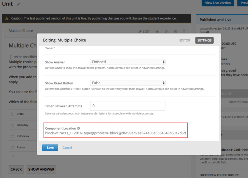 New Open edX XBlock feature - component location ID