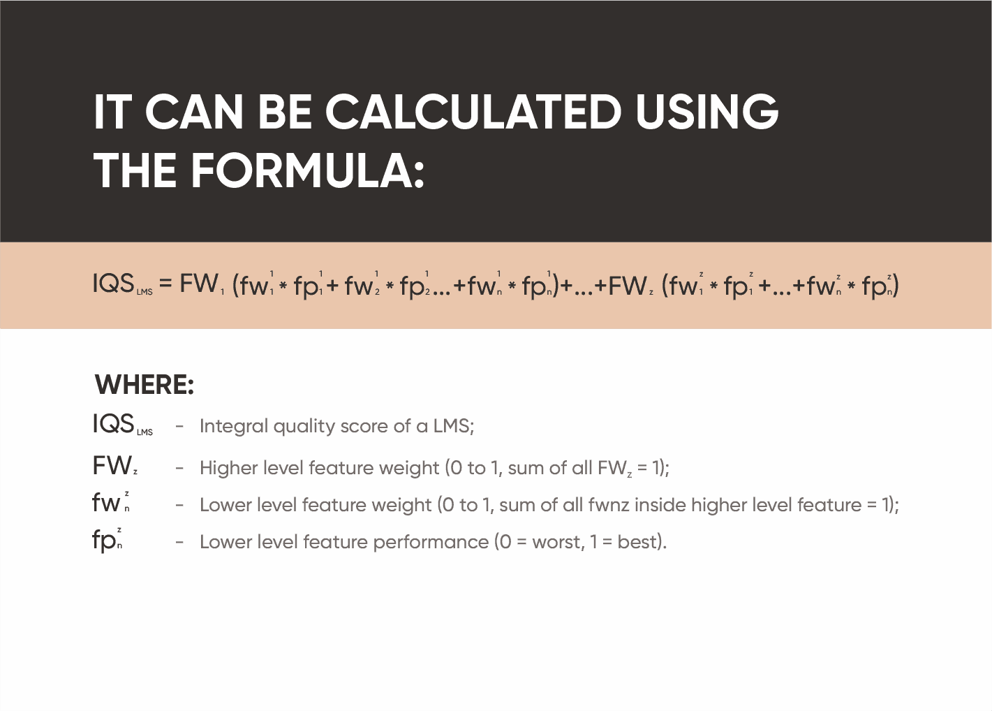 Formula for integral score of a LMS comparison