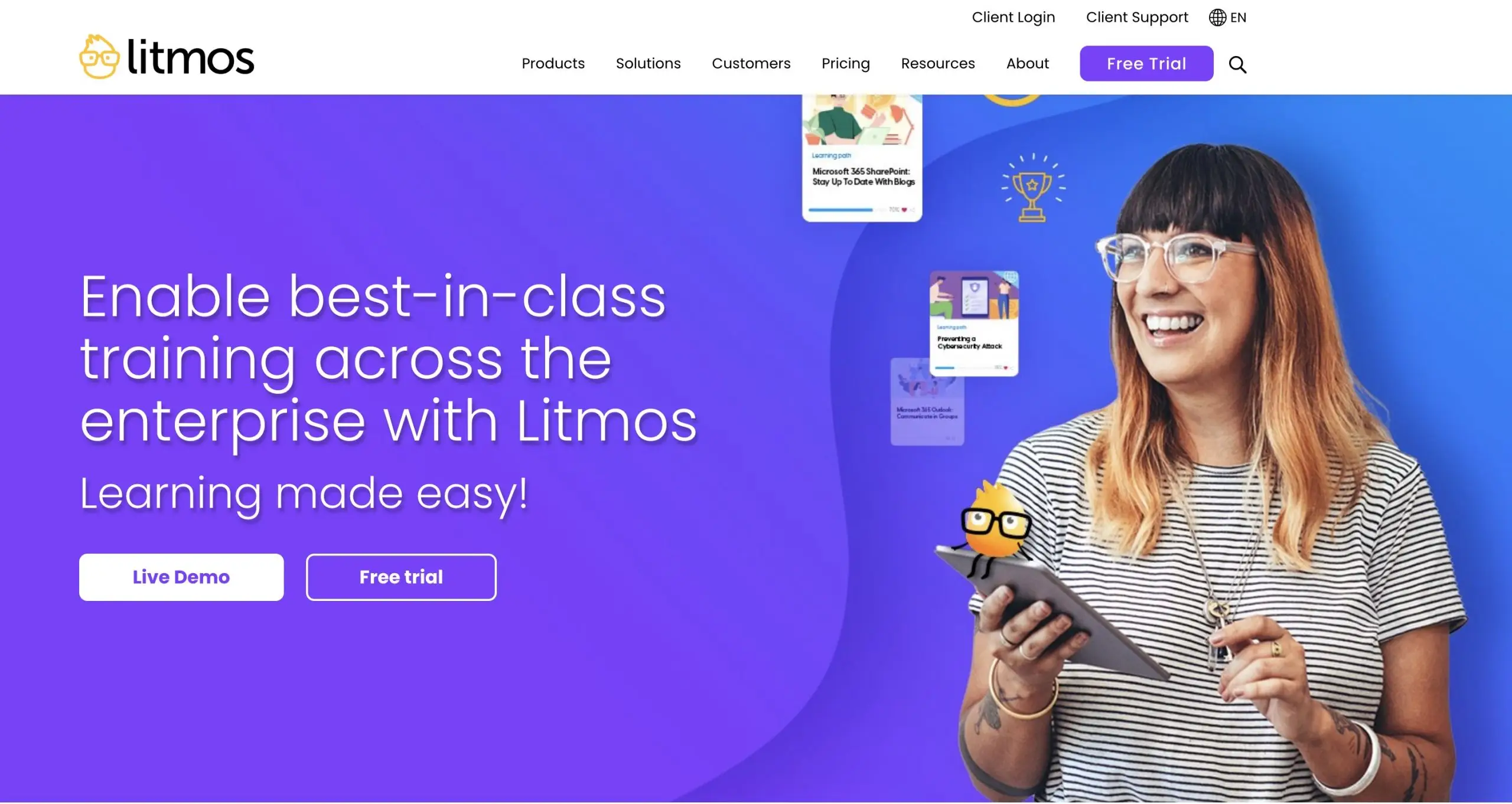 Litmos main page screen