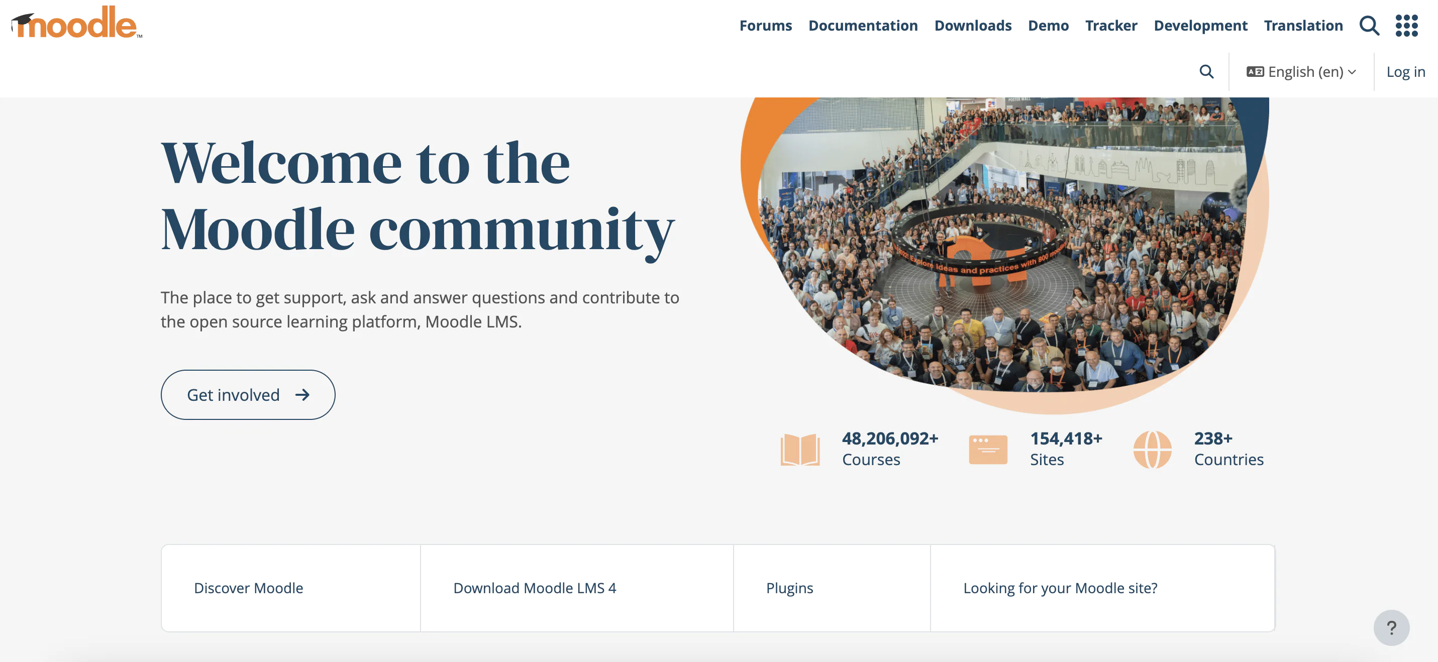 Open source LMS: Moodle home page