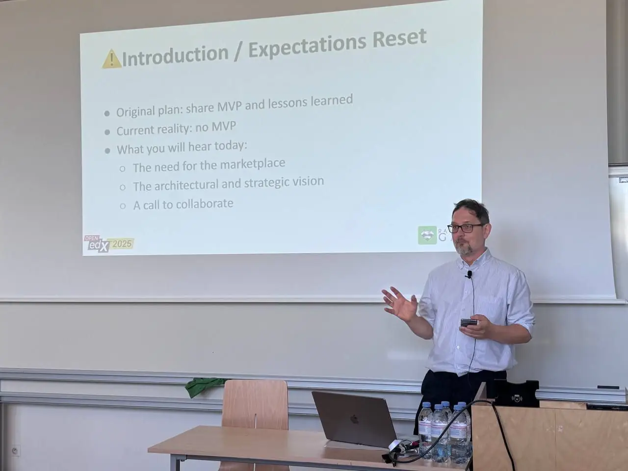 Co-founder of the company Raccoon Gang Sergiy Movchan gives a speech